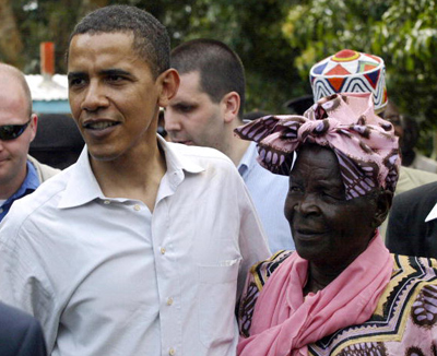 OBAMA WITH HIS STEP-GRANDMOTHER ON HIS AUGUST 2006 VISIT TO KENYA